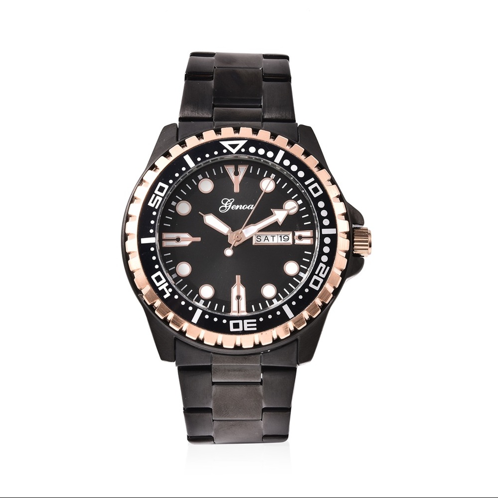 Genoa ION Plated Black Stainless Steel Watch